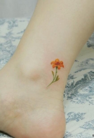 脚踝一朵迷你花卉小清新纹身图案