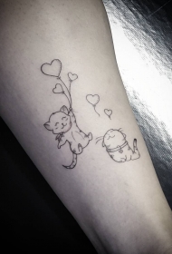 小腿小清新可爱卡通猫咪纹身图案