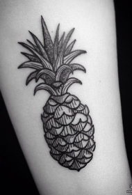 小臂小清新黑灰线条菠萝纹身图案
