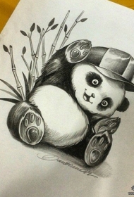 欧美卡通熊猫纹身图案手稿
