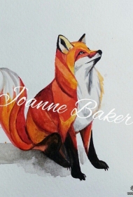 欧美彩色狐狸纹身图案手稿
