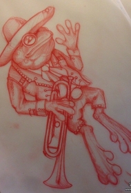 欧美school青蛙牛仔纹身图案手稿