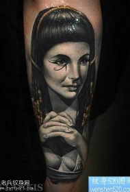 手臂精美的法老女人肖像纹身图案