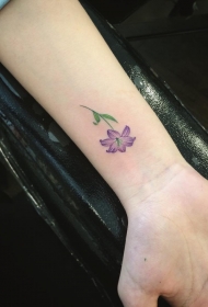 手腕小清新紫色百合花纹身图案