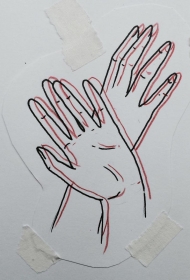 简单个性双重线条手纹身图案手稿