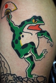大腿日式青蛙纹身图案