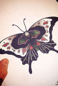欧美school蝴蝶纹身图案手稿