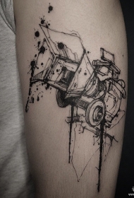 欧美泼墨线条汽车个性纹身图案