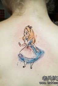 背部欧美卡通白雪公主纹身图案