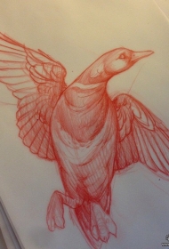 欧美school野鸭子纹身图案手稿