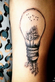 小臂黑灰灯泡植物纹身图案