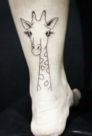 脚踝线条卡通可爱的鹿纹身图案