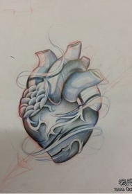 欧美school心脏纹身图案手稿