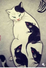 日式传统猫纹身老鼠纹身图案手稿