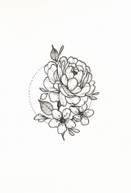 小清新花蕊线条纹身tattoo图案手稿