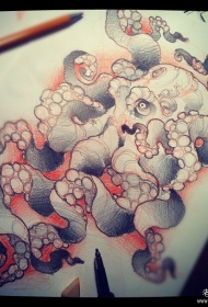 欧美章鱼school纹身图案手稿