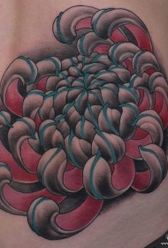 侧腰传统菊花彩绘纹身图案