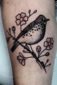 小清新鸟植物纹身tattoo图案