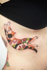 侧腰传统日式纹身猫纹身tattoo图案