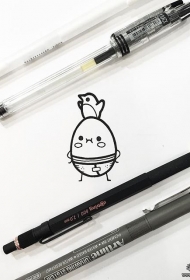 卡通小清新鸡蛋和小鸡纹身图案手稿