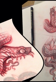 欧美school蛇头纹身图案手稿