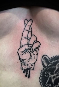 胸部个性手掌纹身tattoo