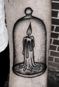 小臂点刺黑灰欧美风蜡烛纹身tattoo图案
