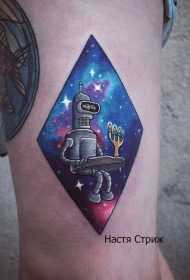 脚踝几何星空机器人纹身tattoo图案