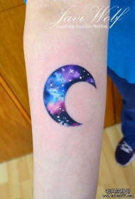 小臂星空月亮彩绘纹身图案