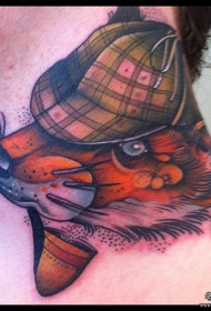 欧美school狐狸颈部纹身图案