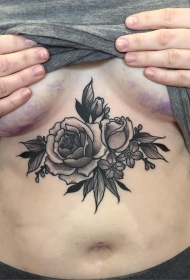 胸部school玫瑰性感纹身tattoo图案