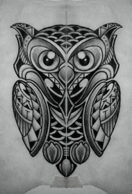 欧美猫头鹰纹身图案手稿