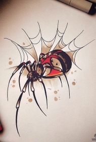 欧美school蜘蛛纹身图案手稿