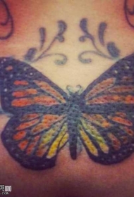 腰部美丽的彩色蝴蝶纹身图案