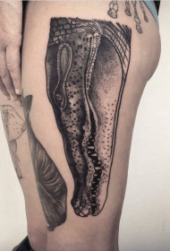 大腿欧美鳄鱼tattoo动物纹身图案