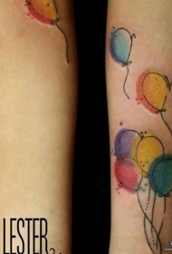 小臂泼墨气球彩色纹身图案