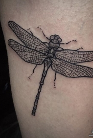 小臂黑色线条蜻蜓tattoo纹身图案
