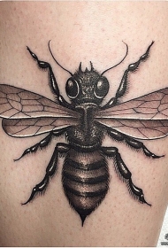 小腿欧美school精致的蜜蜂纹身图案
