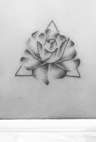 背部欧美花卉几何点刺线条纹身图案