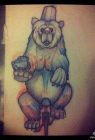 欧美school狗熊纹身图案手稿