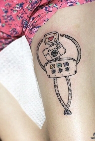 大腿相机机器人个性纹身图案