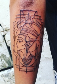 埃及女性黑色线条手臂纹身图案