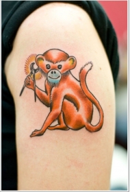 可爱的小猴子手臂纹身图案