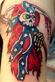 手臂可怕的美国国旗死神镰刀纹身图案