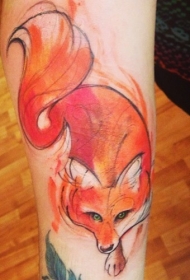 抽象风格的彩色狐狸纹身图案