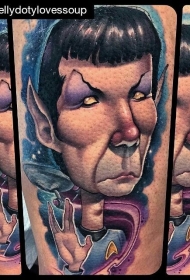 手臂搞笑的卡通彩色星际迷航斯波克纹身图案