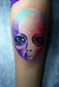 小臂水彩风格的外星人纹身图案