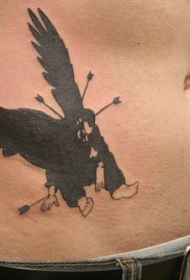 腹部黑色的工作天使纹身图案