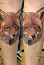 手臂令人惊叹的3D彩色尼斯狐狸纹身图案