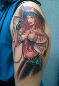 手臂卡通3D彩色性感女性纹身图案